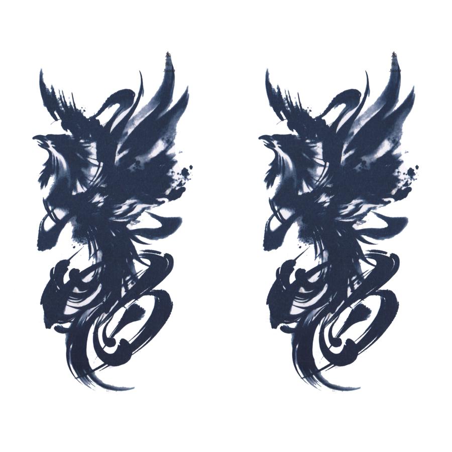 ジャグアタトゥー タトゥーシール 2週間で消えるタトゥー ヘナタトゥー 本物志向 トライバル 鳳凰2枚セット
