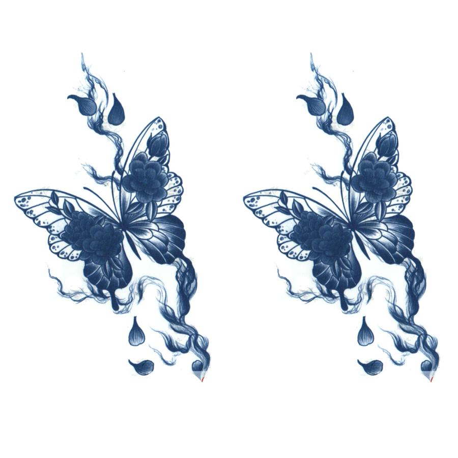 ジャグアタトゥー タトゥーシール 2週間で消えるタトゥー ヘナタトゥー 本物志向 蝶 トライバル 2枚セット