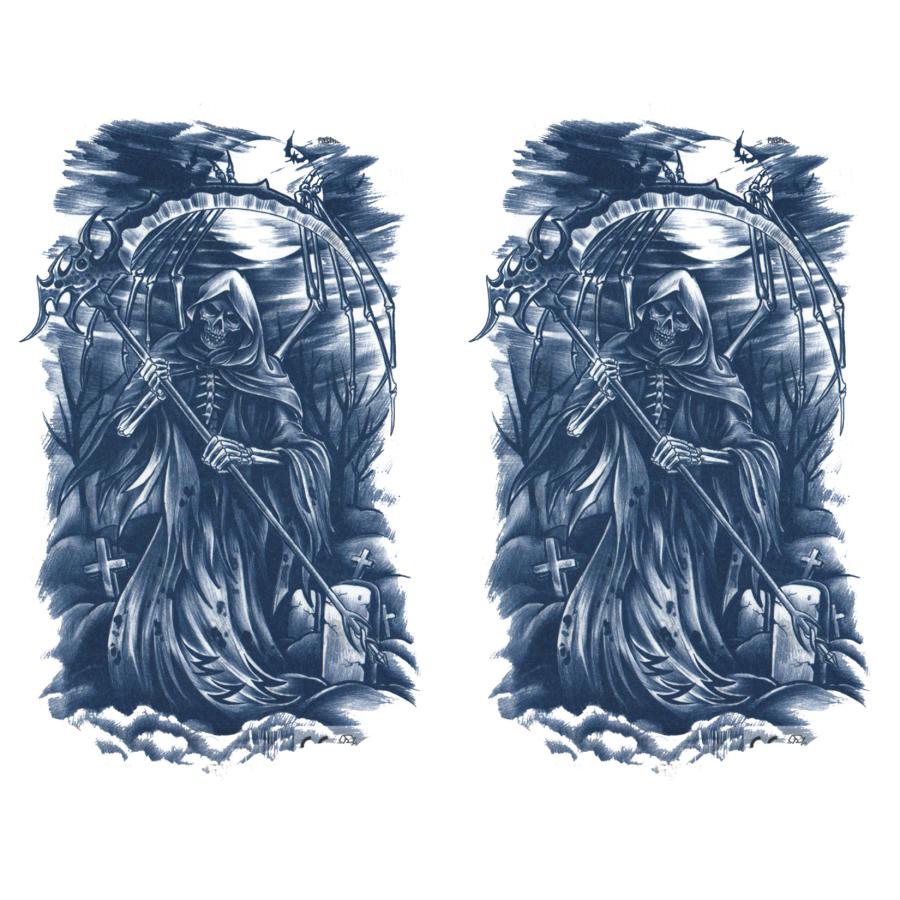 ジャグアタトゥー タトゥーシール 2週間で消えるタトゥー ヘナタトゥー 本物志向 死神 髑髏 2枚セット