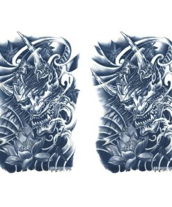 ジャグアタトゥー タトゥーシール 2週間で消えるタトゥー ヘナタトゥー 本物志向 般若 鬼面2枚セット