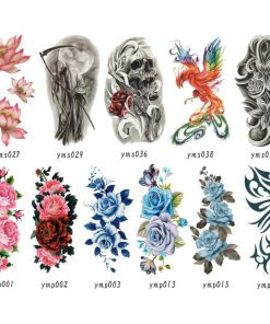 タトゥーシール 選べる6枚セット 薔薇 鯉 鳳凰 虎 花 スカル 死神 バーコード ymp-s6