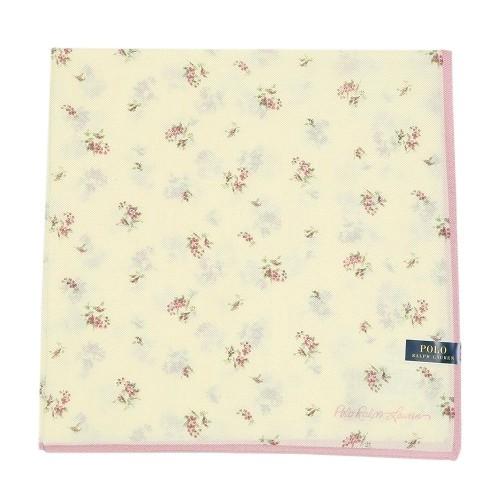 POLO RALPH LAUREN 新古品 ポロ・ラルフローレン ハンカチ プレゼント ラッピング無料 日本製 フラワー コットンシルク 大判 ハンカチーフ アイボリー 261023