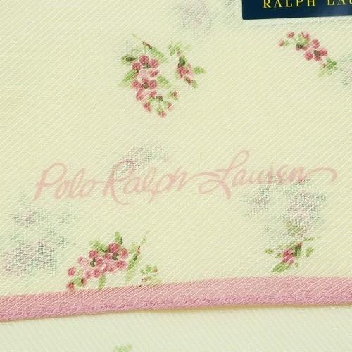 POLO RALPH LAUREN 新古品 ポロ・ラルフローレン ハンカチ プレゼント ラッピング無料 日本製 フラワー コットンシルク 大判 ハンカチーフ アイボリー 261023 - 画像 (4)