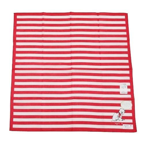 agnes b. 新古品 アニエスベー ハンカチ 2枚セット ブランド ラッピング無料 日本製 ポーラーベア / ハート プリント コットン 赤×黒 1505BE 送料無料