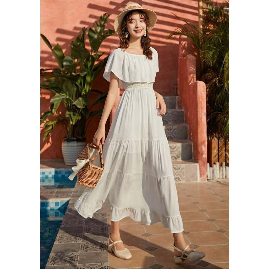 「当店」ハワイ リゾートワンピース 沖縄 リゾートワンピー 夏ワンピース オフショルダー マキシ丈 黄色 白 赤色レディース Aライン オフショル - 画像 (6)