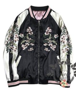 スカジャン リバーシブル 男女兼用 花柄 刺繍2WAY仕様 野球服 スタジャン アウター フライトジャケット