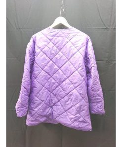 ◇ Mademoiselle マドモアゼル 中綿　ボタン　Vネック　シンプル 長袖 ジャケット サイズ38 パープル系 レディース E