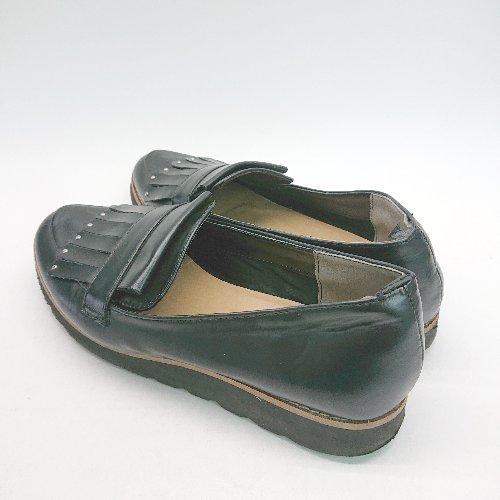 ◇ Fin フィン フリンジ ポインテッドトゥ 軽量 オシャレ カジュアル ローファー サイズ24.0 ブラック レディース E