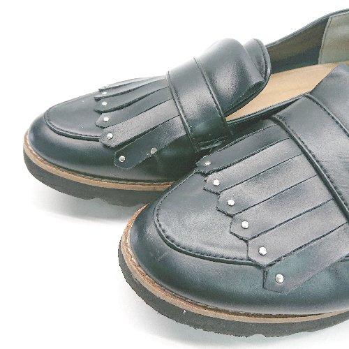 ◇ Fin フィン フリンジ ポインテッドトゥ 軽量 オシャレ カジュアル ローファー サイズ24.0 ブラック レディース E - 画像 (4)