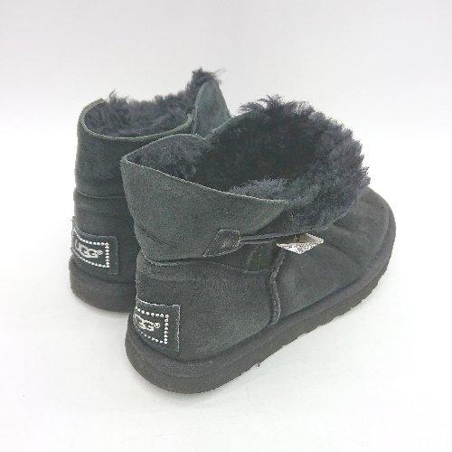 ■ UGG アグ MINI BAILEY BUTTON BLING ショート丈 ムートン ブーツ サイズ23.0 ブラック レディース E - 画像 (2)