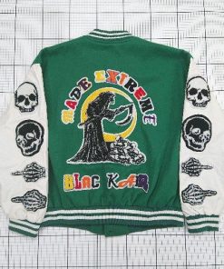 ■ ⊇ .KOM ドットコム ストリート系 長袖 スタジャン サイズＬ グリーン系 レディース E