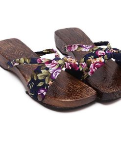 下駄 レディース サンダル 浴衣用下駄 花柄 ローヒール 女性用 厚底 スリッパ 夏祭り 滑り止め 痛くない 可愛い アウトドア