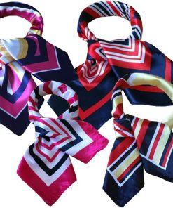 スカーフ ストライプ スカーフ60 バブリースカーフ 柄 生地 赤 ベージュ リボン CA 大人スカーフ