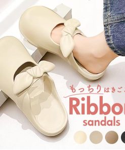 スリッポン サンダル レディース 通販 つっかけ レディースサンダル 履きやすい 疲れにくい レディースシューズ カジュアルシューズ リボン カジュアル