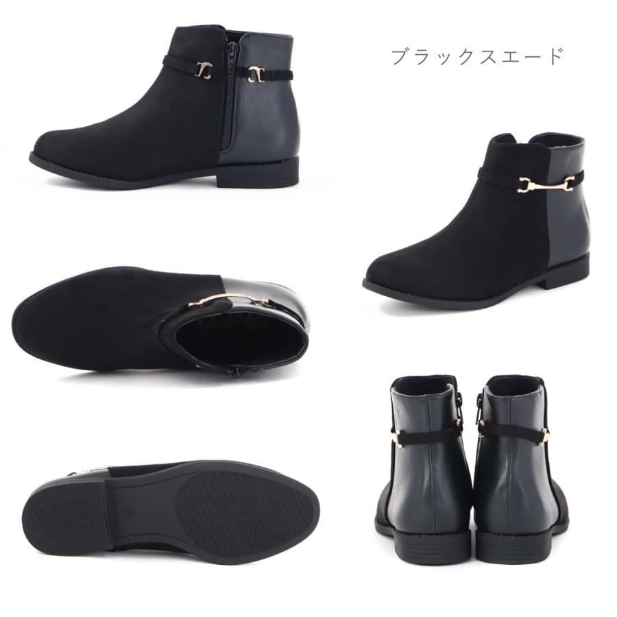 レナ LENA レディース ブーツ サイドファスナー ショートブーツ ローヒール ビット ぺたんこ フラット 履きやすい 痛くない 歩きやすい 軽量 軽い - 画像 (6)