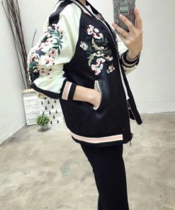 スカジャン レディース スタジャン ジャケットジャンパー 刺繍 花柄ジップアップ スタジアムジャンパー ブルゾン 長袖 春アウター 2way スプリングコート