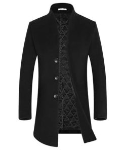 【並行輸入品】APTRO (アプトロ) メンズ 冬用 スタイリッシュ プレミアムウール トレンチコート ロング スリムフィット オーバーコート