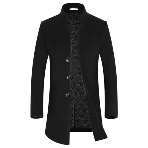 【並行輸入品】APTRO (アプトロ) メンズ 冬用 スタイリッシュ プレミアムウール トレンチコート ロング スリムフィット オーバーコート