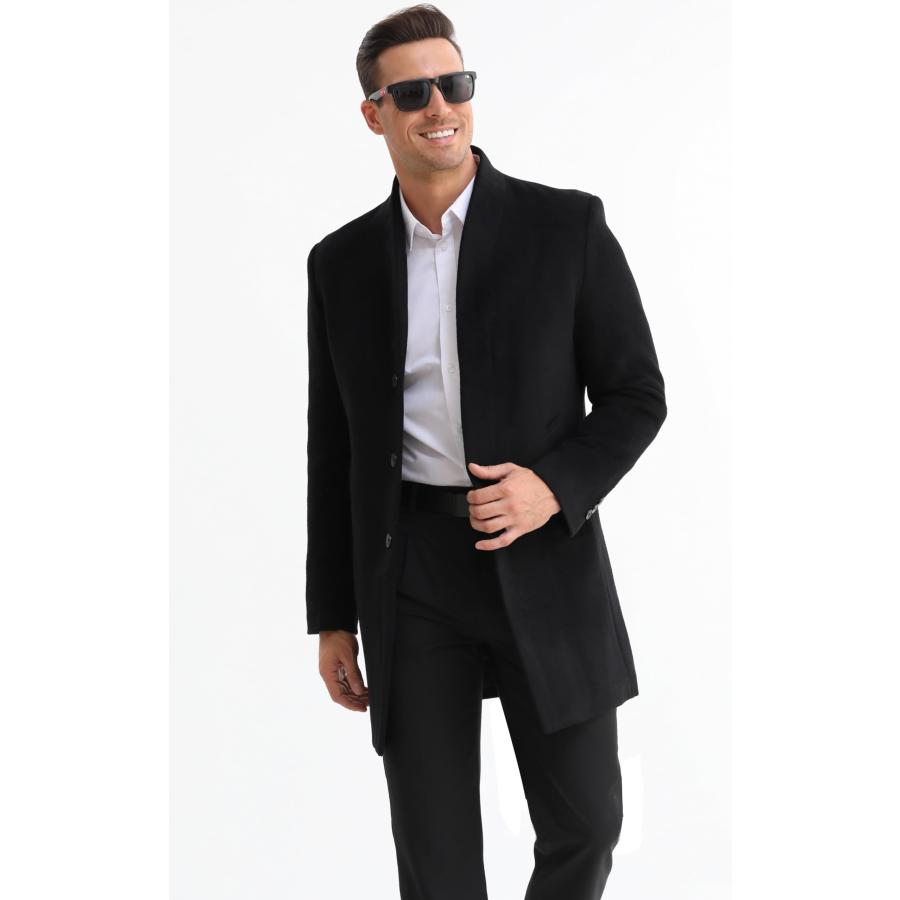 【並行輸入品】APTRO (アプトロ) メンズ 冬用 スタイリッシュ プレミアムウール トレンチコート ロング スリムフィット オーバーコート - 画像 (6)