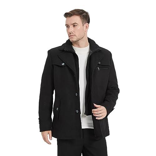 【並行輸入品】Litteking メンズ ウインターピーコート カジュアルウールトレンチコート シングルブレスト ショートウールジャケット US - 画像 (4)