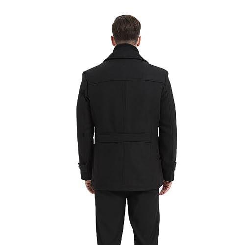 【並行輸入品】Litteking メンズ ウインターピーコート カジュアルウールトレンチコート シングルブレスト ショートウールジャケット US - 画像 (7)