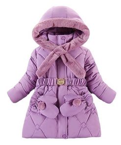 【並行輸入品】UWBACK Girls Winter Coats With Snow Gloves Hooded Warm Cotton Pa