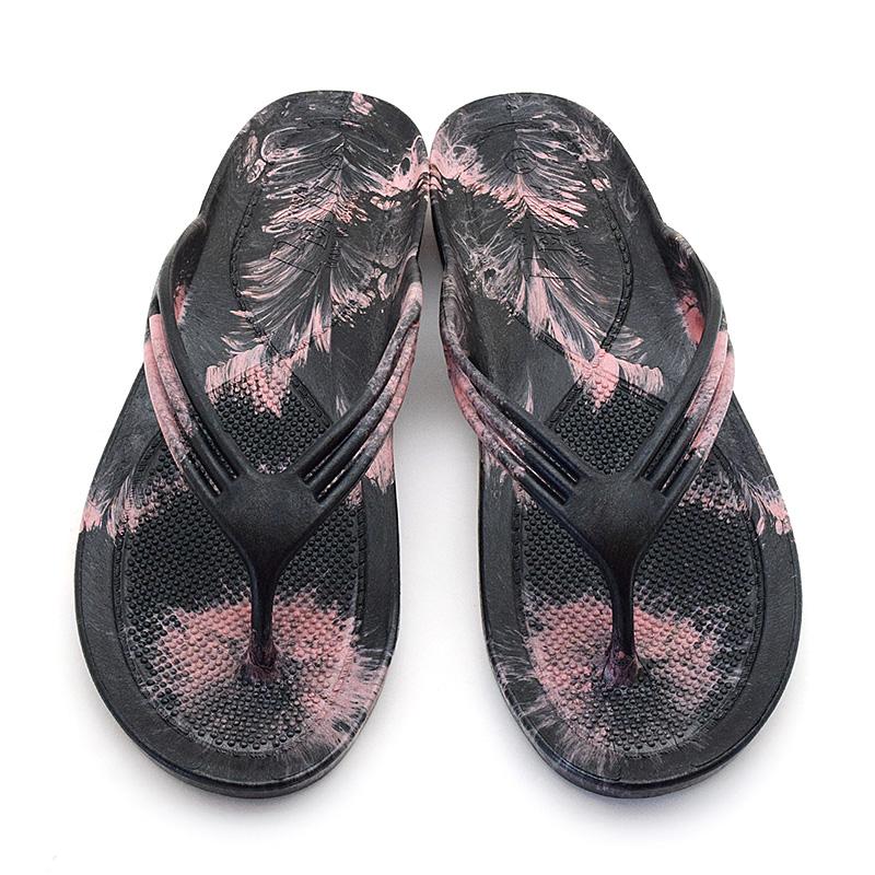 ギョサン レディース マーブル ブラック×スモーキーピンク M〜LL (PEARL パール ビーチサンダル トングサンダル 日本製)