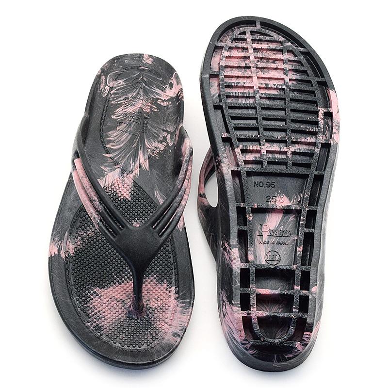 ギョサン レディース マーブル ブラック×スモーキーピンク M〜LL (PEARL パール ビーチサンダル トングサンダル 日本製) - 画像 (3)