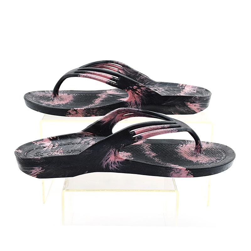 ギョサン レディース マーブル ブラック×スモーキーピンク M〜LL (PEARL パール ビーチサンダル トングサンダル 日本製) - 画像 (4)
