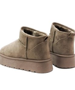 厚底 ムートン調ショートブーツ あったか ボアブーツ オーク