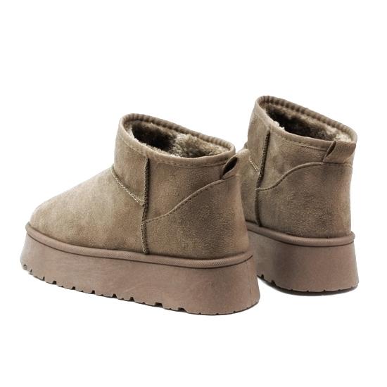 厚底 ムートン調ショートブーツ あったか ボアブーツ オーク