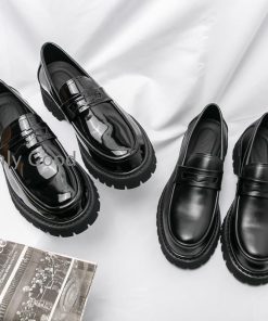 赤字覚悟!厚底ローファー メンズ 革 ヒール おしゃれ スリッポン カジュアルシューズ 歩きやすい 軽量 パンプス モカシン かわいい 幅広 甲高 おじ靴