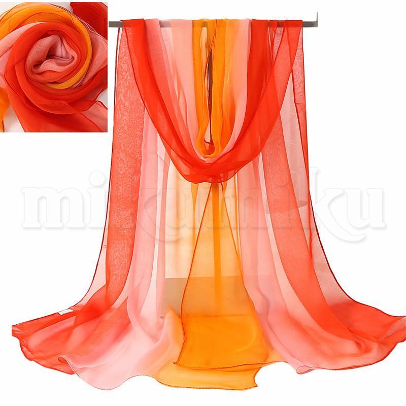 【特価】ロングスカーフ レディース マフラー ストール 首巻き 大判 グラデーション シフォン ふんわり 軽い アクセサリー 贈り物 おしゃれ - 画像 (6)