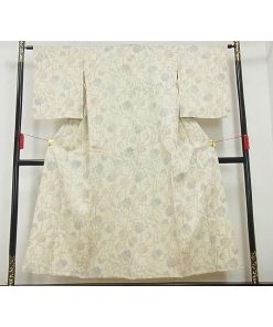 平和屋着物■お召　単衣　花唐草文　正絹　逸品　AAAH7499Ack