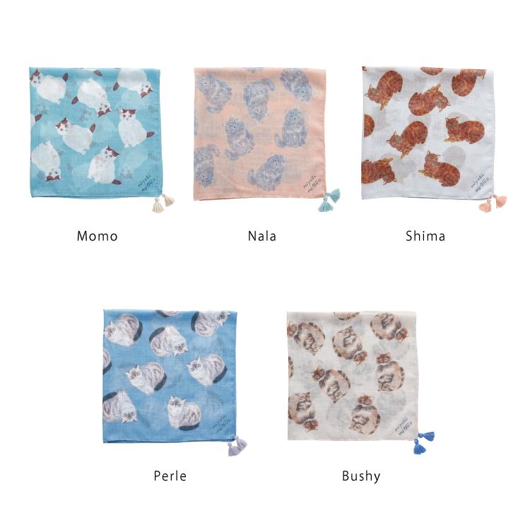 松尾ミユキ スカーフ / タッセルクロス 全5種 60×60cm 猫 ねこ ひざ掛け フリンジ かわいい プレゼント メール便 - 画像 (6)