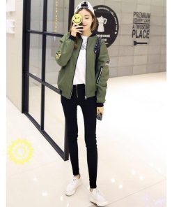 レディース 春 ブルゾン 薄手 ボンバージャケット ミリタリー 大きいサイズ ワッペン