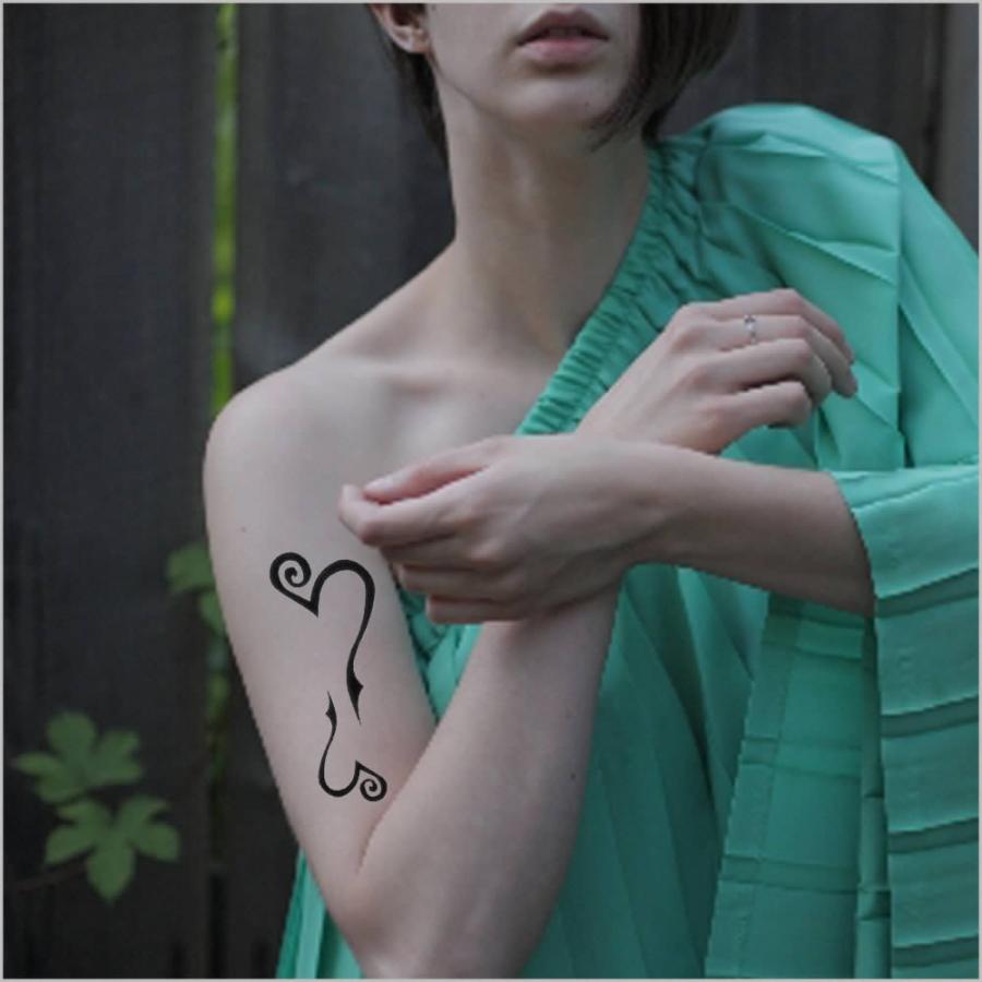 タトゥーシール トライバルハート 星 文字 蝶 花 龍 バタフライ メンズ ハロウィン - 画像 (2)