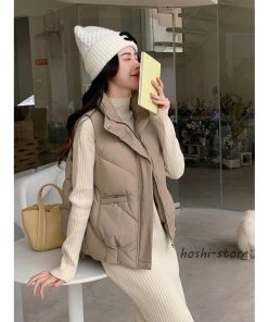 ダウンベスト ノースリーブ 秋冬 コーデ 着回し 暖かい スタンドネック 着痩せ ベスト 20代 30代  白 黒 韓国風 防寒 40代 50代 4色