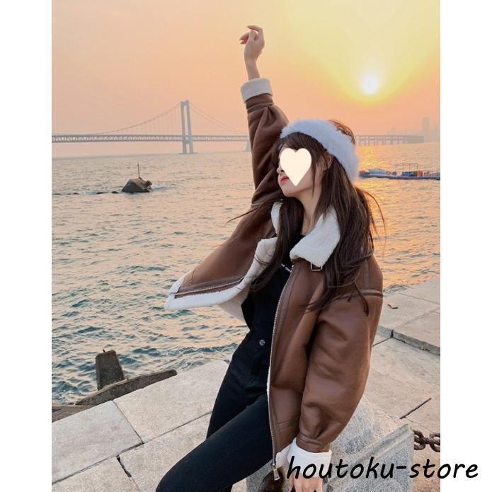 ムートン レディース 大きいサイズ フェイクムートンコート 冬 ショート丈 秋冬 冬物 アウター 無地 ライダース きれいめ フォーマル - 画像 (3)