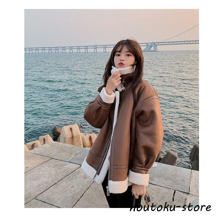 ムートン レディース 大きいサイズ フェイクムートンコート 冬 ショート丈 秋冬 冬物 アウター 無地 ライダース きれいめ フォーマル - 画像 (5)