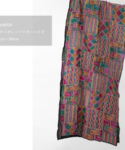 InDream カンタ刺繍ストール 50×200cm 刺し子 スカーフ ピンク オレンジ シルク クリスマス ギフト 誕生日 プレゼント 50代 60代 70代