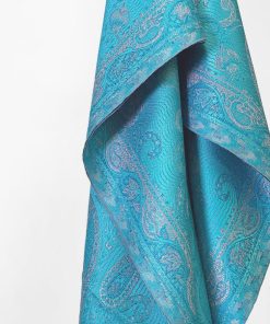 InDream ペイズリー柄 シルク ストール 大判 70cmx200cm ショール ブルー 水色 マフラ― クリスマス ギフト 誕生日 プレゼント 女性 60代 70代