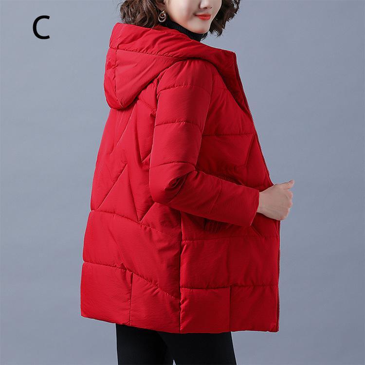 【タイムセール】赤 中綿コート ジャケット レディース アウター 防寒 暖かい 通勤 中綿 ダウンコート 30代 40代 50代 冬 フード付き ロングコート - 画像 (3)