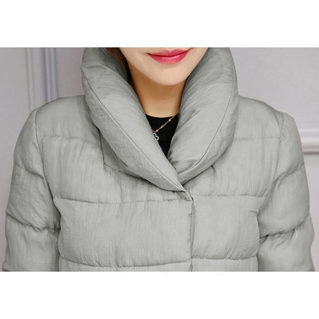 韓国ファッション 全3色ダウンコート 厚手 秋冬アウター Aライン 着痩せ 暖かい 防寒 軽量 中綿コート 20代 30代 40代ミディアム丈 - 画像 (4)