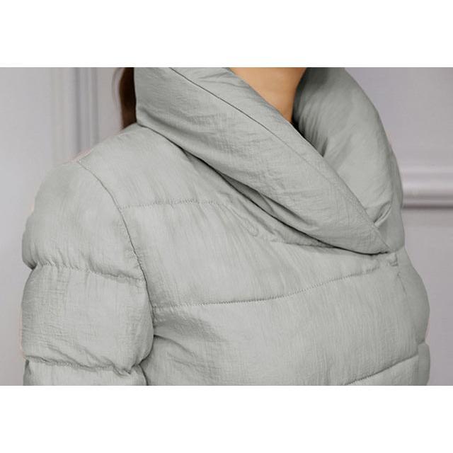 韓国ファッション 全3色ダウンコート 厚手 秋冬アウター Aライン 着痩せ 暖かい 防寒 軽量 中綿コート 20代 30代 40代ミディアム丈 - 画像 (5)