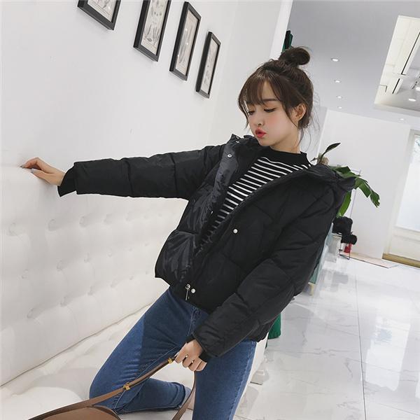 【タイムセール】中綿ジャケット レディース アウター ダウンコート 厚手 ショート丈 体型カバー フード付き おしゃれ ナチュラル 防寒 きれいめ お出かけ - 画像 (3)