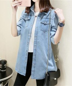 【大特価】デニムシャツ レディース 春秋 デニム ヴィンテージ アウター 長袖 花柄 ロング 大きいサイズ ジャケット