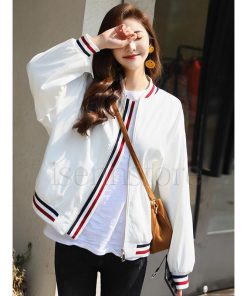 ジャンパー ブルゾン レディース ジャケット アウター 春服 スタジャン ゆる 薄手 カジュアル シンプル おしゃれ 長袖 ナイロン 原宿