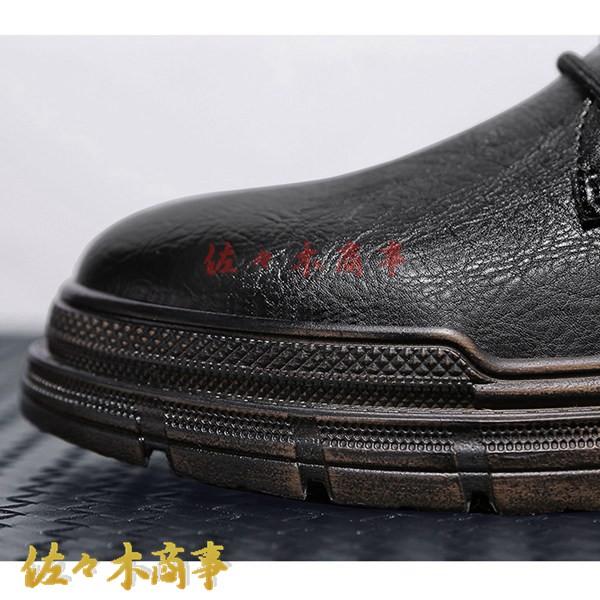 メンズ ショートブーツ カジュアルシューズ ハイカット ワニ柄 クロコダイル柄 レースアップ ワークブーツ 春 秋 冬 作業靴 厚底 - 画像 (3)