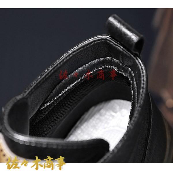 メンズ ショートブーツ カジュアルシューズ ハイカット ワニ柄 クロコダイル柄 レースアップ ワークブーツ 春 秋 冬 作業靴 厚底 - 画像 (5)